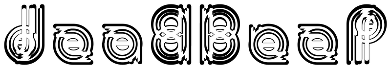 Ambigram for deadbeef in Skinny  